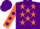 Silk - Purple, Orange Stars, Orange Sleeves, Purple spots