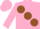Silk - Pink, Brown large spots, Brown Band on Sleeves, Pink Cap