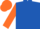 Silk - Royal Blue, Orange Circled R, Blue Bars on Orange Sleeves, Orange Cap