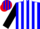 Silk - Blue and Red Vertical Halves, White Stripes on Black Sleeves,