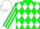 Silk - Green and White Diamonds, Green Sleeves, White Stripes, Green and White Cap