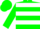 Silk - Green, White Hoops and Bars, White 'M' on Back