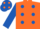 Silk - Orange, Royal Blue spots and sleeves, Royal Blue cap, Orange spots