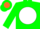 Silk - GREEN & ORANGE, Green Shamrock on White disc, Green and Orange Bars on