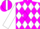 Silk - MAGENTA, White Diamonds, Magenta Stripe on White Slvs