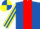 Silk - ROYAL BLUE, red panel, yellow & royal blue striped sleeves, royal blue & yellow quartered cap
