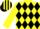 Silk - YELLOW & BLACK DIAMONDS, yellow sleeves, striped cap
