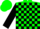 Silk - Kelly Green, Black Emblem, White and Black Blocks on Sleeves, Green Cap