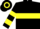 Silk - Black, yellow 'M' zig zag hoop and bar on sleeves, yellow and b