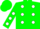 Silk - Green, White spots on Front, White 'GV' Emblem on Back