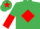 Silk - EMERALD GREEN, red diamond, halved sleeves, red star on cap