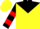 Silk - Yellow, Black Yoke,  Red Question Mark, Red Hoops on Sleeves