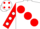 Silk - White, Large Red spots, Red sleeves, White spots, White cap, Red spots