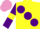 Silk - Yellow, large Purple spots, Purple sleeves, Yellow armlets, Mauve cap