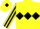 Silk - Yellow, Black triple diamond, striped sleeves, Yellow cap, Black diamond
