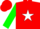 Silk - Red, White Star, Green Sleeves, White S