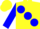 Silk - Yellow, Blue large spots, Blue Bars on Sleeves, Yellow Cap