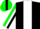 Silk - Black & Green Halves, White 'JMR', White Stripe