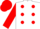 Silk - White, red spots, white bars on red sleeves, red cap