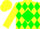 Silk - Yellow, Green 'TCDC', Green Diamond, Green Diamonds on Yellow sleeves