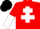 Silk - Red, White Cross of Lorraine, halved sleeves, Black cap