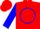 Silk - Red, White 'EG' in Blue Circle, Blue Sleeves