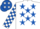 Silk - White, Royal Blue stars, Royal Blue and White check sleeves
