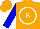 Silk - Orange, white circled 'B', blue sleeves, orange cap