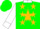 Silk - Green, White Collar, Gold Star, Gold Stars and White Cuffs on Sleeves, Green Cap