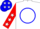Silk - White, Blue Circle and 'LM', Red Sleeves, White Stars