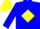 Silk - Blue, blue jet on yellow diamond, yellow cap