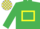 Silk - EMERALD GREEN, yellow hollow box, white armlet, yellow & white check cap