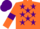 Silk - Orange, Purple stars and armlets, Purple cap