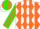 Silk - White, green and orange diamonds, green and orange stripes on s