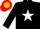 Silk - Black, black 'AR', gold and red star on white disc, orange and r