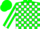 Silk - Green, white blocks, white stripe on sleeves, green cap