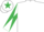 Silk - WHITE, EMERALD GREEN diabolo on sleeves, WHITE cap, EMERALD GREEN star