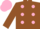 Silk - BROWN, pink spots, brown sleeves, pink cap