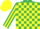 Silk - EMERALD GREEN & YELLOW CHECK, striped sleeves, yellow cap