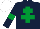 Silk - Dark Blue, Emerald Green Cross of Lorraine and armlets, White cap
