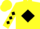 Silk - Yellow, black 'DJC' in diamond frame, black diamonds on sleeves, yellow cap