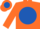 Silk - FLUORESCENT ORANGE, fluorescent orange 'EIS' on royal blue disc