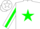 Silk - WHITE, white 'P' on green star, green star and stripe on sleeves, wh