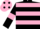 Silk - Black, Pink hoops and armlets, Pink cap, Black spots