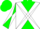Silk - Green, White cross belts, Green and White Diagonal Quartered