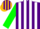 Silk - Purple, gold 'F', white stripes on green sleeves, purple c