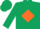 Silk - Dark Green, Dark Green 'GV' on Orange Diamond, Orange Diam