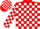 Silk - Red and white blocks, red 'H' on white b