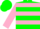 Silk - Lime, green 'FR' on pink flamingo, pink hoops, pink bars on sleeves, green cap
