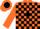 Silk - Orange and black blocks, orange 'J' on black disc, oran